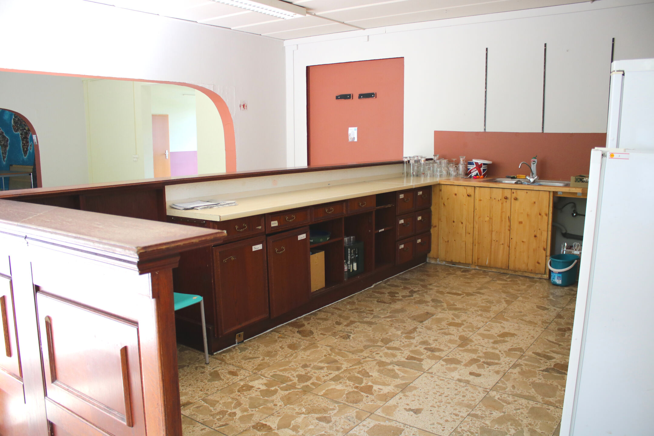 the bar counter from behind