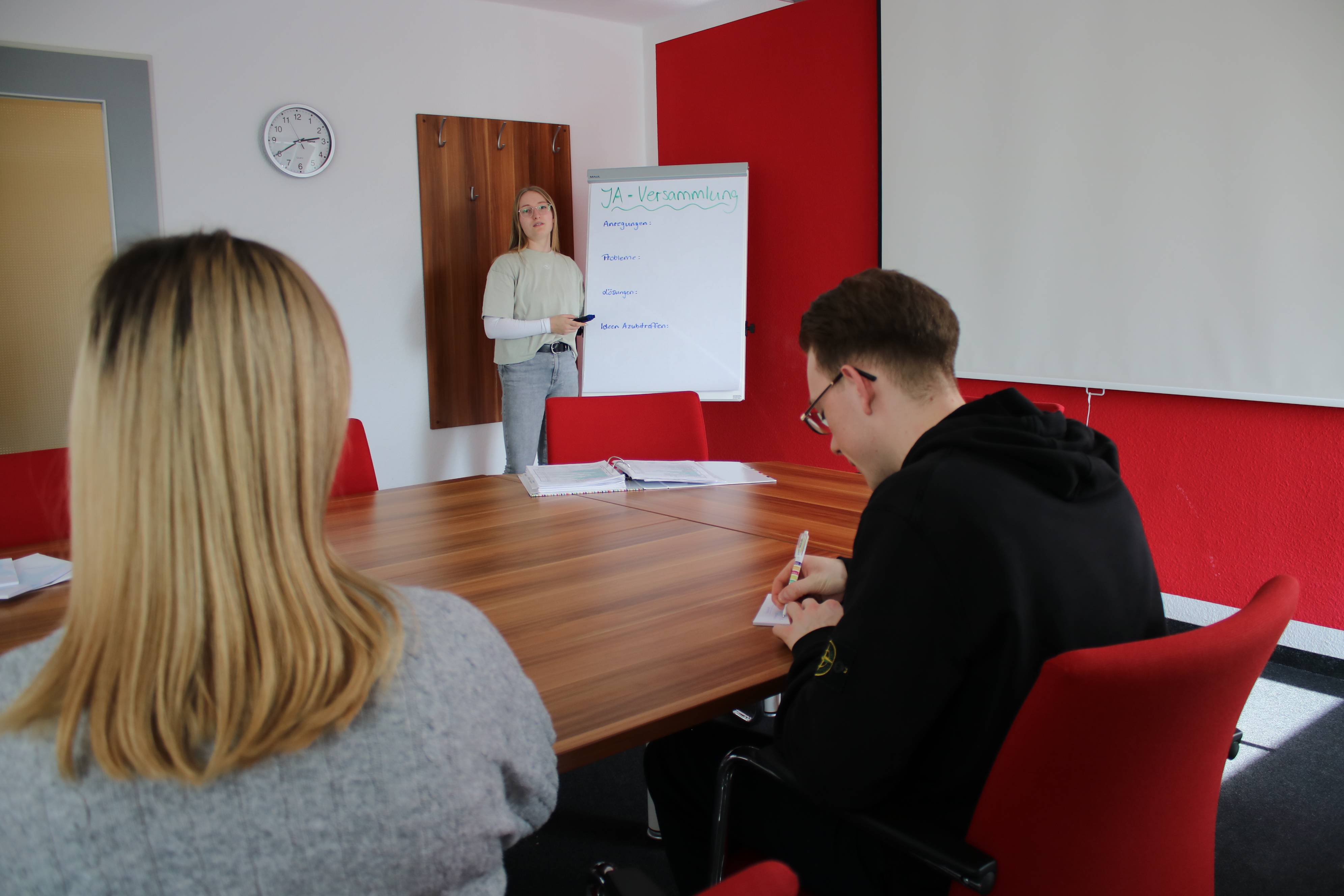 Apprentices and the Chairperson at the Youth and Apprentice Council meeting