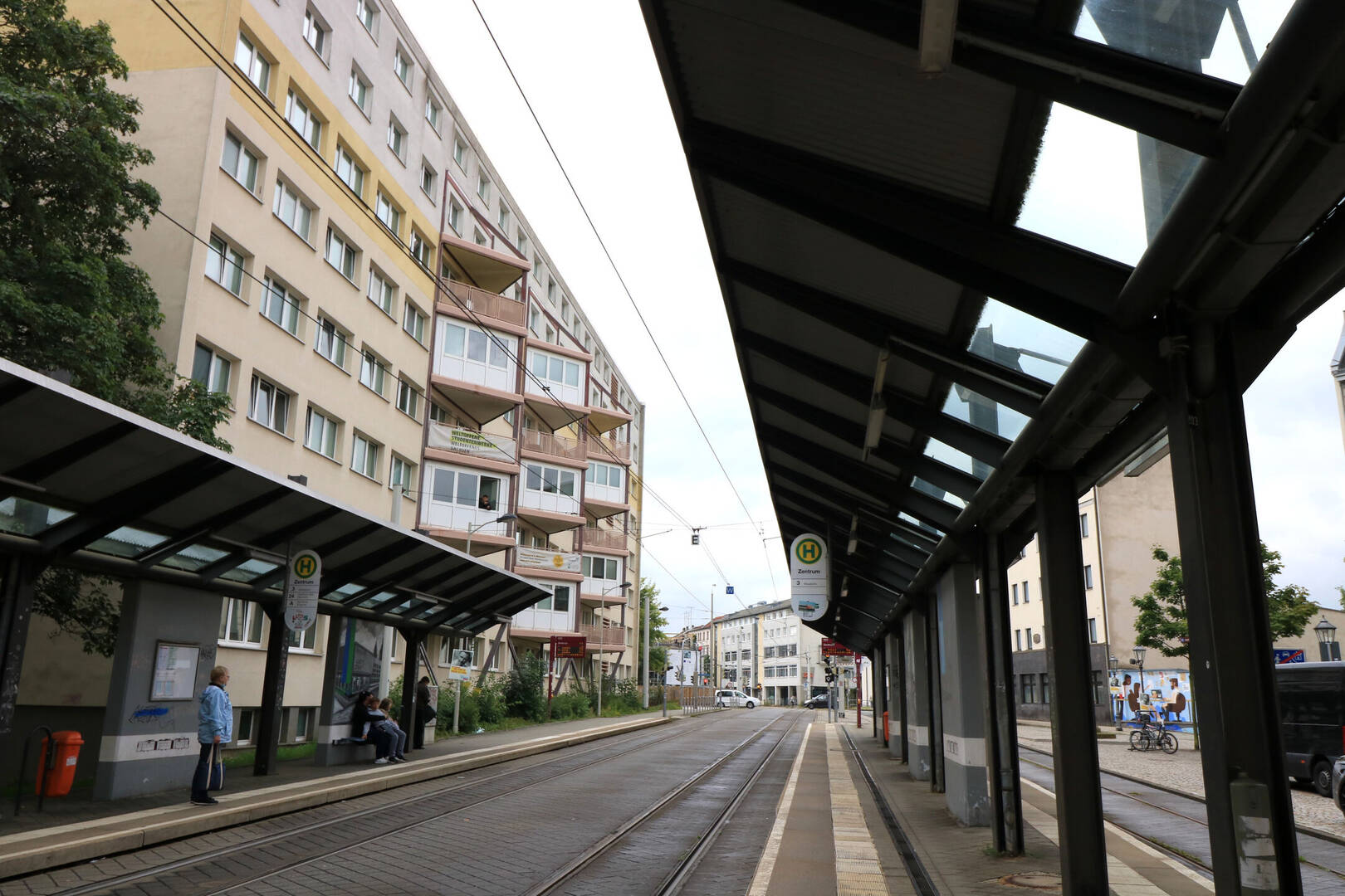 Straßenbahnhaltestelle in Zwickau
