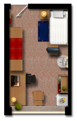Grundrisse, kleines Einzelzimmer